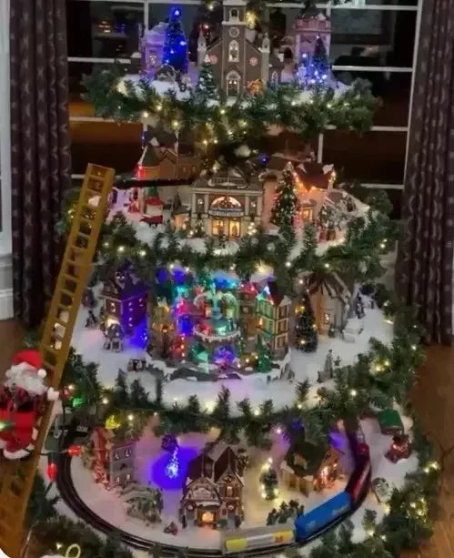 🎅Ferris Wheel Christmas Tree (With A Train, A Ferris Wheel, A Brightly Lit House And A Santa)🎄