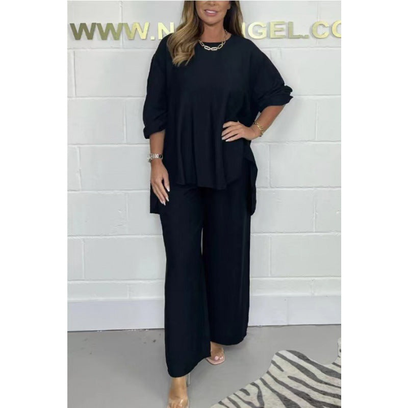 Women's Long Sleeve High - Waisted Wide Leg Pants Suit 🔥