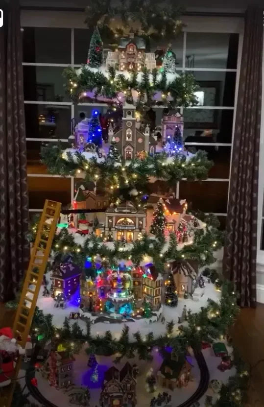 🎅Ferris Wheel Christmas Tree (With A Train, A Ferris Wheel, A Brightly Lit House And A Santa)🎄