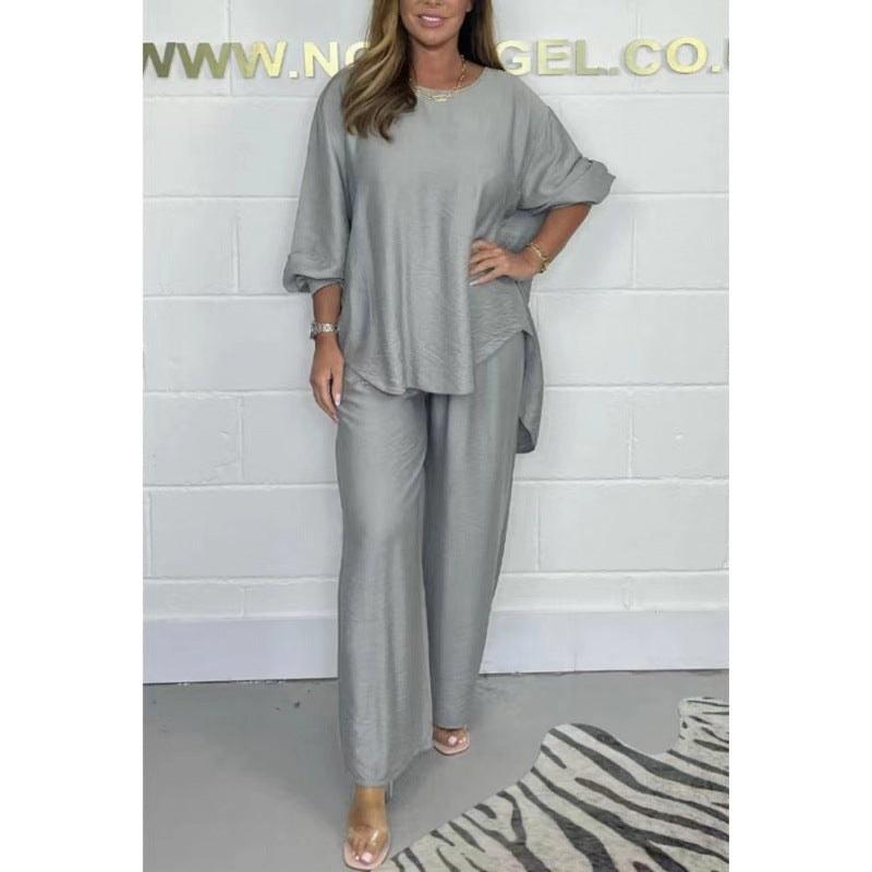 Women's Long Sleeve High - Waisted Wide Leg Pants Suit 🔥