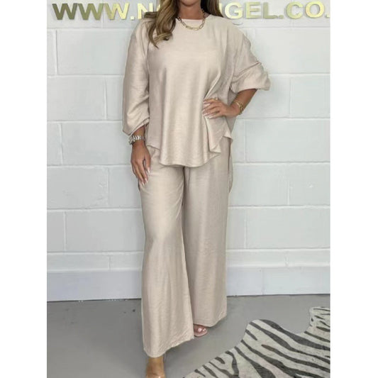 Women's Long Sleeve High - Waisted Wide Leg Pants Suit 🔥