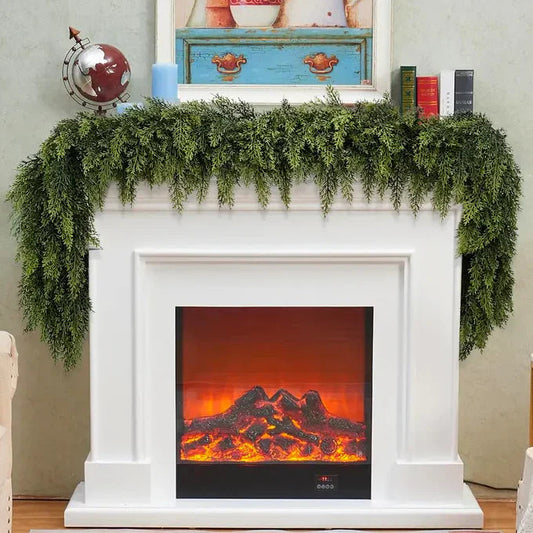 ❄️🎄Oveallgo® Artificial Cedar Wreath🇺🇸 Green Pine Wreath\