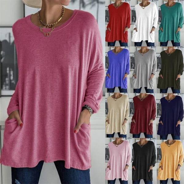 Chic Pocket Long Sleeve Top
