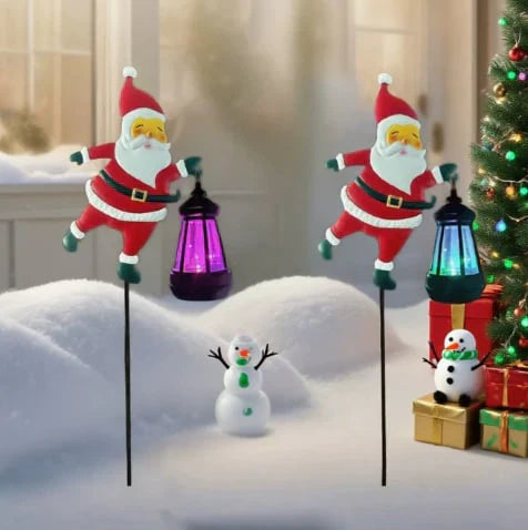 Solar Santa Lantern Decor